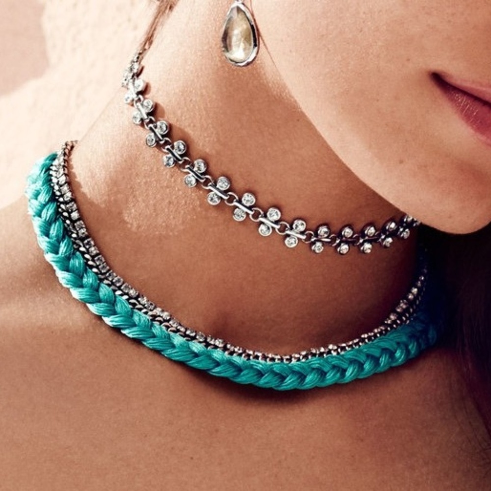 BRAIDED CRYSTAL COLLAR NECKLACES